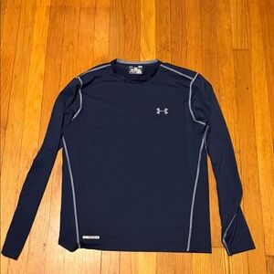 Under Armour Men's Fitted Heat Gear Navy Blue Long Sleeve Shirt